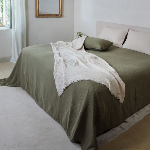 Couvre-lit 150x200 Cm Coton Collection Paros Blanc Neige