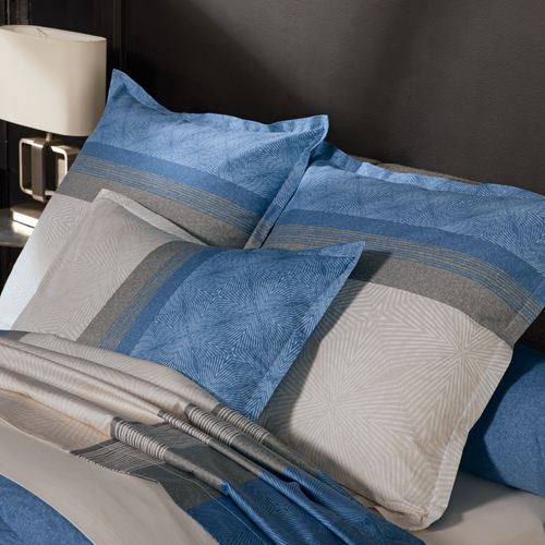 Parure De Lit 300x240 Cm 50x70 Cm En Satin De Coton Tiago Bleu Indigo