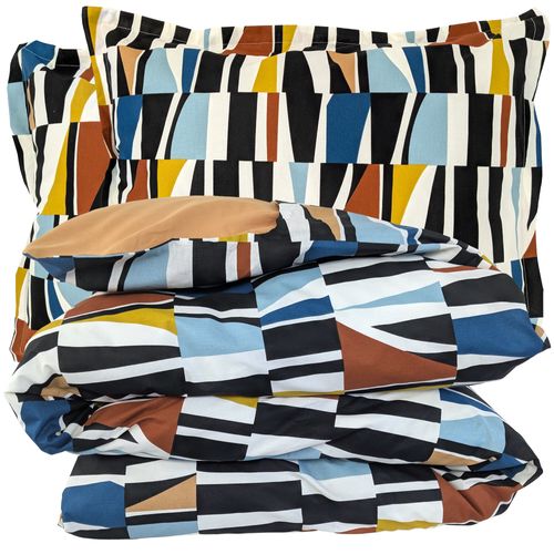 Parure De Lit 260x240 Cm 50x70 Cm Pur Coton Pietro Multicolore 3 Pièces