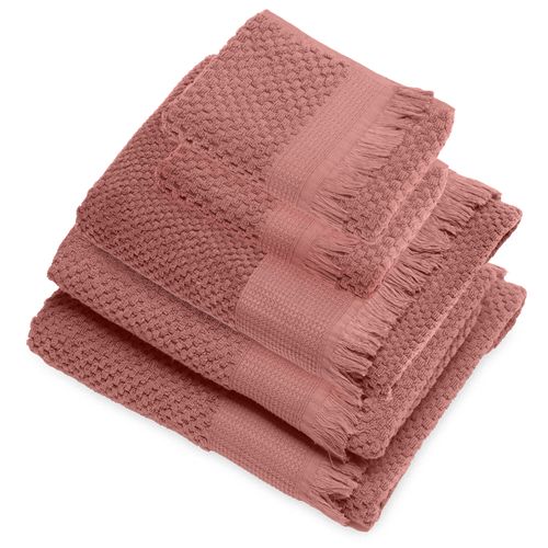 Parure De Bain Micro-coton Tethys Rose Pêche 5 Pièces