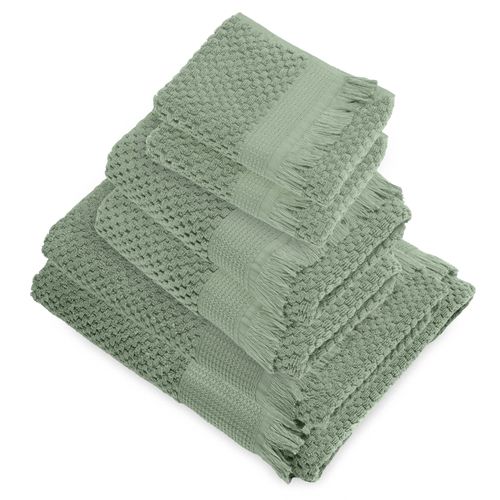 Parure De Bain Micro-coton Tethys Vert Olive 6 Pièces