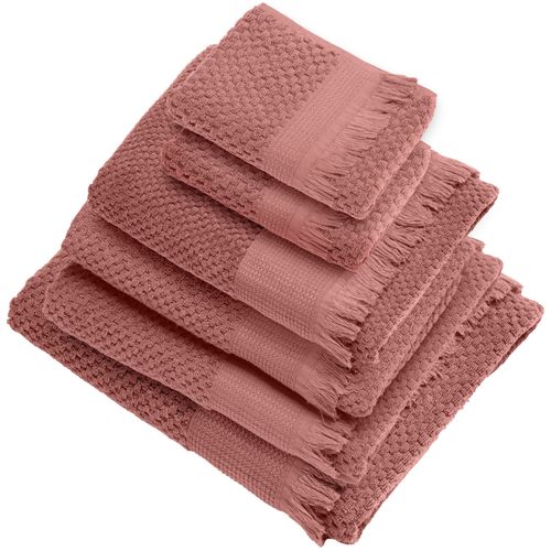 Parure De Bain Micro-coton Tethys Rose Pêche 6 Pièces