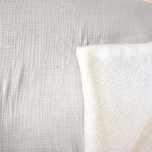 Plaid 130x170 Cm Double Gaze De Coton Gaze et Sherpa Beige Galet