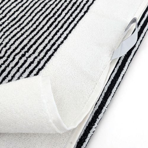 Lot De Deux Serviettes Invité 33x50 Cm Pur Coton Collection Horizon Rayures Noir