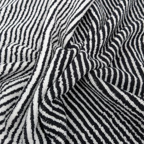 Lot De Deux Serviettes Invité 33x50 Cm Pur Coton Collection Horizon Rayures Noir