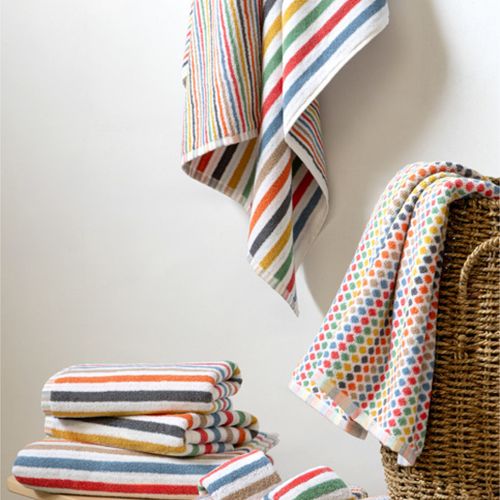 Serviette De Toilette 50x100 Cm Pur Coton Collection Risalto Rayures Multicolore