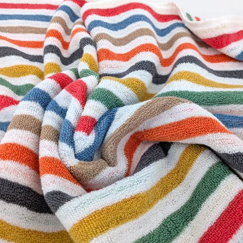 Serviette De Toilette 50x100 Cm Pur Coton Collection Risalto Rayures Multicolore