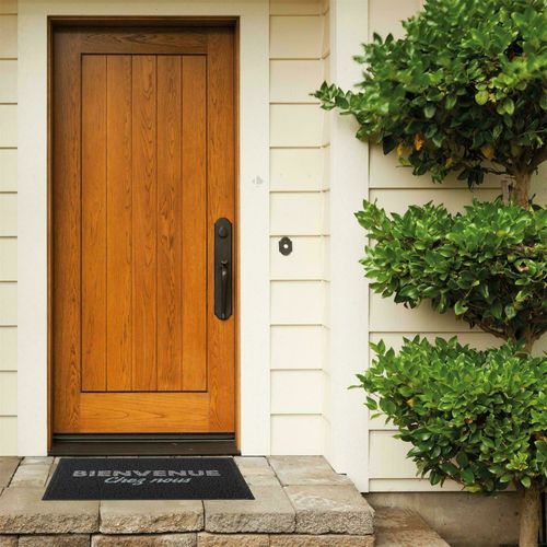 Paillasson 40x60 Cm Collection Arty Modèle "bienvenue Chez Nous" Gris Et Noir