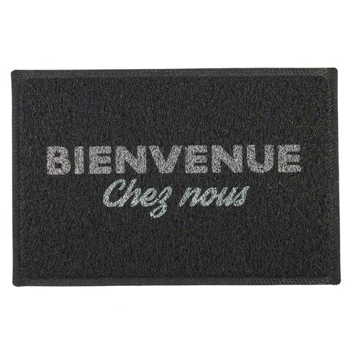 Paillasson 40x60 Cm Collection Arty Modèle "bienvenue Chez Nous" Gris Et Noir