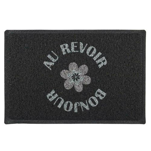 Paillasson 40x60 Cm Collection Arty Modèle "bonjour Aurevoir" Gris Et Noir