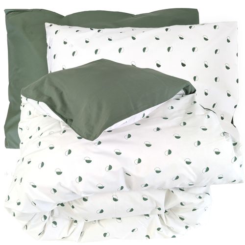 Parure De Lit 300x240 Cm 50x70 Cm Percale Coton Alex Vert Kaki 3 Pièces