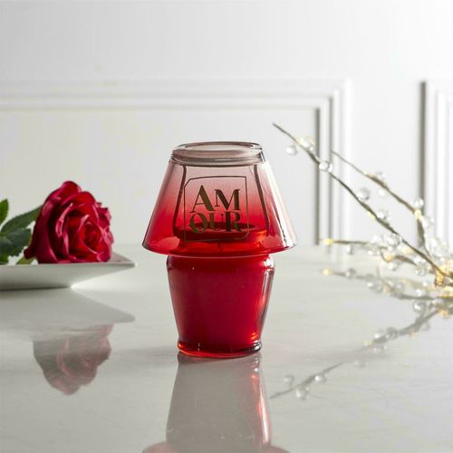 Bougie Parfumée Forme De Lampe Collection Amour Cire De Paraffine Senteur Rêve Poudré Rouge