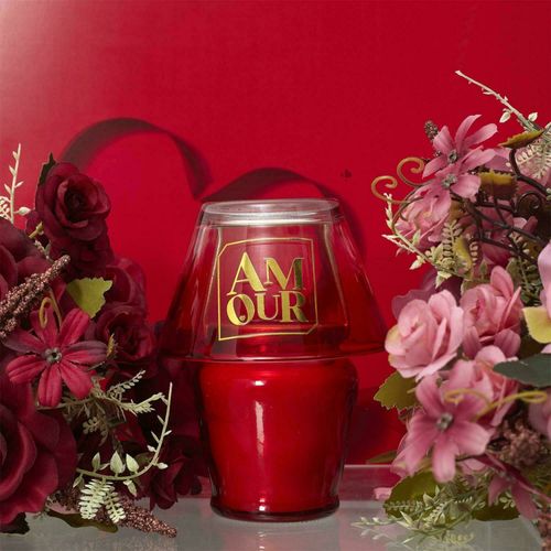 Bougie Parfumée Forme De Lampe Collection Amour Cire De Paraffine Senteur Rêve Poudré Rouge