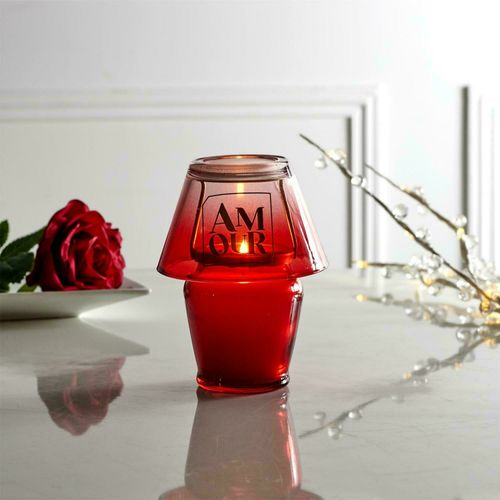 Bougie Parfumée Forme De Lampe Collection Amour Cire De Paraffine Senteur Rêve Poudré Rouge