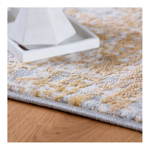 Tapis Rayé Moderne à Courtes Mèches Rectangle Impiano Moutarde 80x150