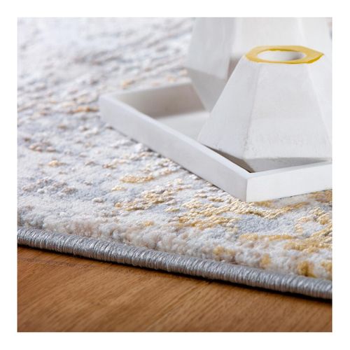 Tapis Rayé Moderne à Courtes Mèches Rectangle Impiano Moutarde 80x150