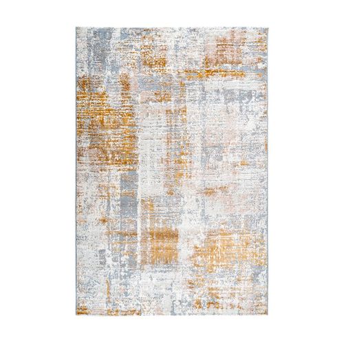 Tapis Rayé Moderne à Courtes Mèches Rectangle Impiano Moutarde 80x150
