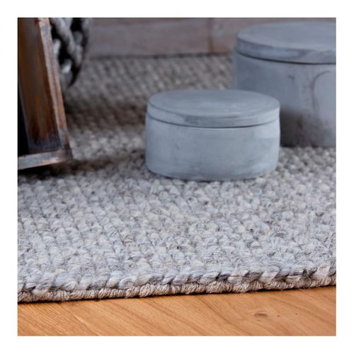 Tapis Naturel En Laine Et Viscose Rectangle Tissé Main Tanguro Gris 120x170