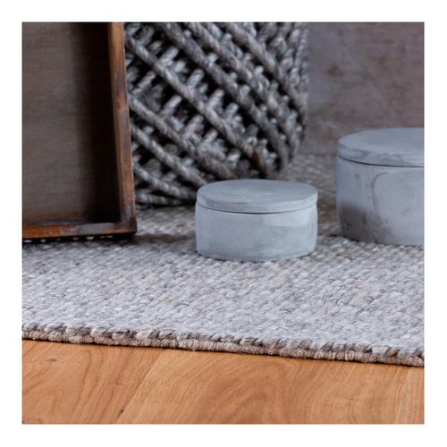 Tapis Naturel En Laine Et Viscose Rectangle Tissé Main Tanguro Gris 120x170