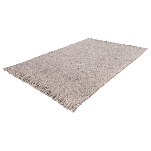 Tapis Naturel En Laine Et Viscose Rectangle Tissé Main Tanguro Gris 120x170