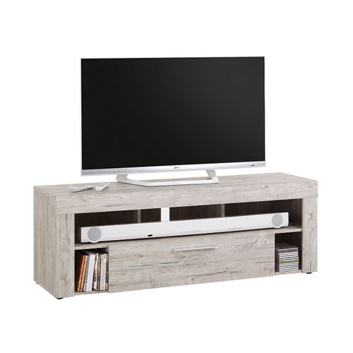 Meuble TV 1 Tiroir Design "biotin" 150cm Chêne Sable