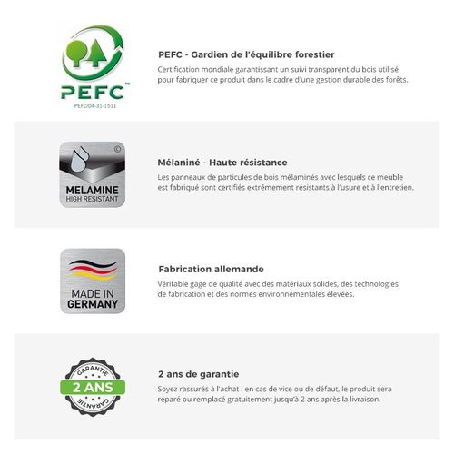 Meuble TV 1 Tiroir Design "biotin" 150cm Chêne