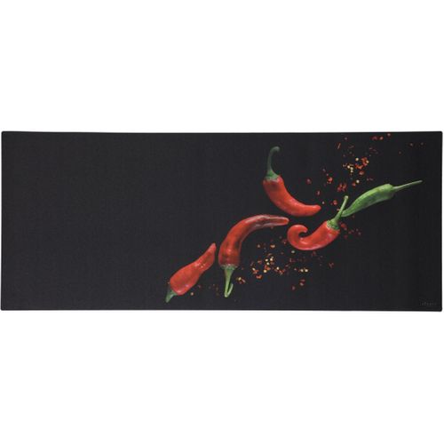 Tapis De Cuisine Noir En Pvc Design Piment Giffnock Noir 66x240