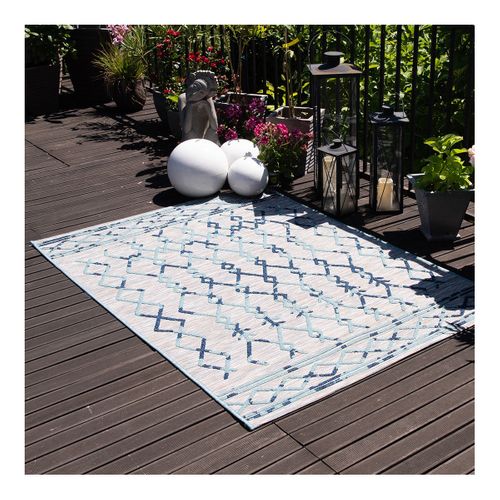 Tapis Ethnique Intérieur Et Extérieur Plat Design Vrensted Bleu 200x290