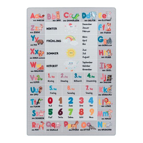 Tapis Antidérapant Enfant Pour Chambre Abc Gris 200x290