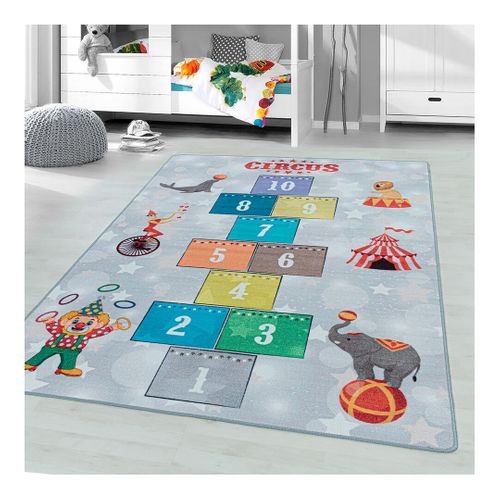 Tapis Marelle Pour Fille Et Garçon Circus Gris 200x290