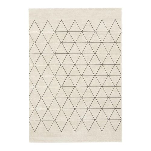 Tapis Scandinave Graphique à Courtes Mèches Froid Crème 120x170