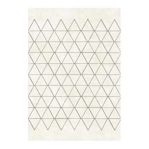 Tapis Scandinave Graphique à Courtes Mèches Froid Crème 120x170
