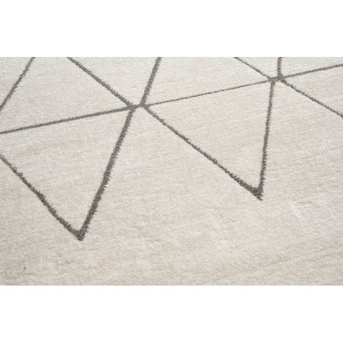 Tapis Scandinave Graphique à Courtes Mèches Froid Crème 120x170