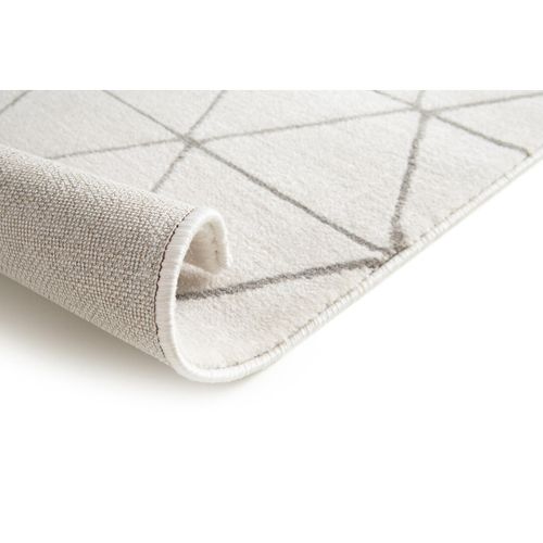 Tapis Scandinave Graphique à Courtes Mèches Froid Crème 120x170