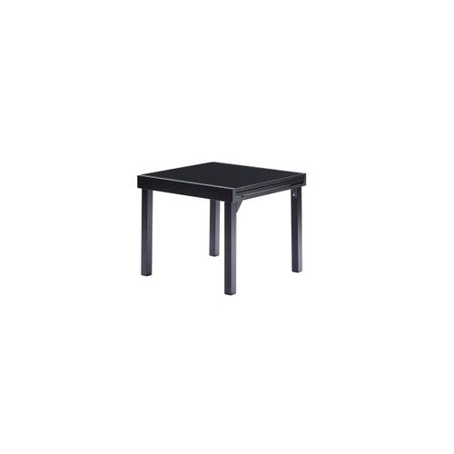 Ensemble Modulo 4/8p En Alu Noir Et Verre Noir Modulable, 4 Fauteuils Et 4 Chaises Pliantes En Alu