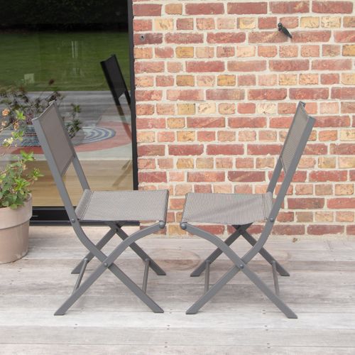 Chaise Pliante En Aluminum Et Textilène Grise