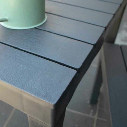 Ensemble Avec Banc X2 En Résine Recyclé Anthracite Papua