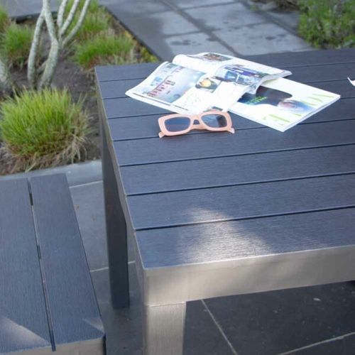 Ensemble Avec Banc X2 En Résine Recyclé Anthracite Papua