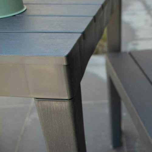 Ensemble Avec Banc X2 En Résine Recyclé Anthracite Papua