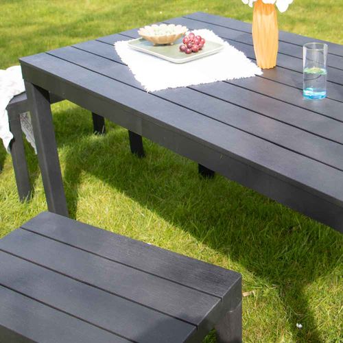 Ensemble Avec Banc X4 En Résine Recyclé Anthracite Samoa
