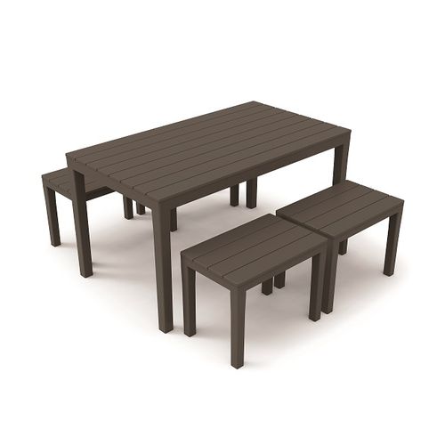 Ensemble Avec Banc X4 En Résine Recyclé Anthracite Samoa