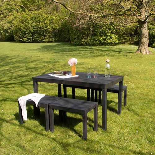 Ensemble Avec Banc X4 En Résine Recyclé Anthracite Samoa