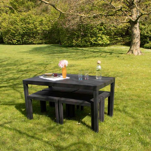 Ensemble Avec Banc X4 En Résine Recyclé Anthracite Samoa