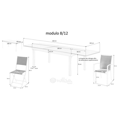 Table Modulo 8/12 Personnes Structure Et Plateau En Aluminium Gris Anthracite