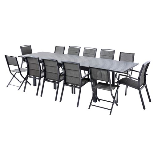 Table Modulo 8/12 Personnes Structure Et Plateau En Aluminium Gris Anthracite