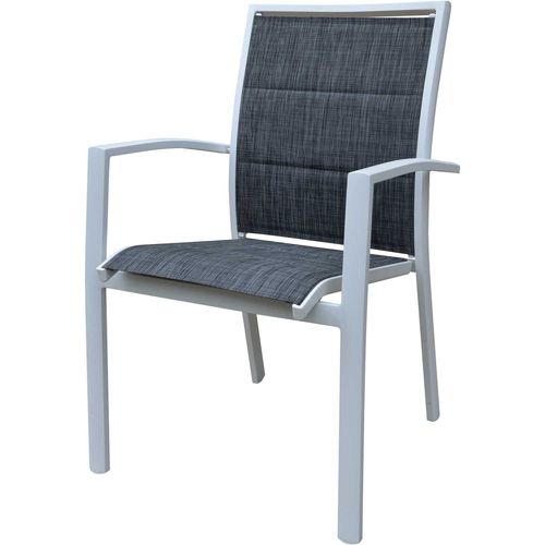 Ensemble Modulo 8/12p En Aluminium Blanc Et Verre Décors Bois Avec 10 Fauteuils En Textilène
