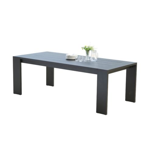 Table Ibiza Fixe 6/8 Personnes Structure Aluminium Noire, Plateau En Aluminium Noir