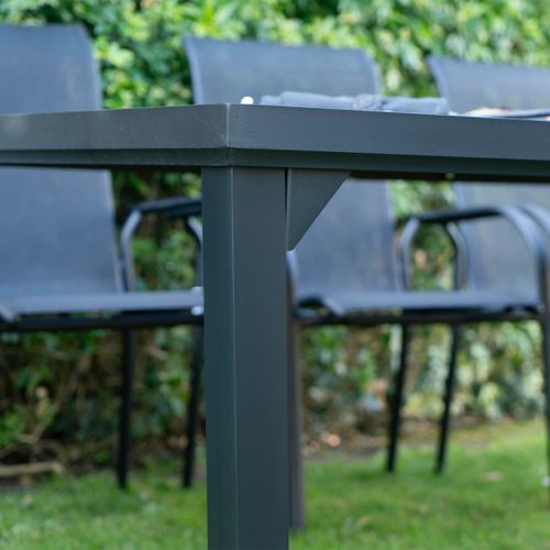 Table Blackedition 8 Places Structure En Aluminium Noire Et Verre Trempé Opaque