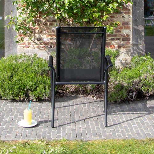 Fauteuil Blacksun Structure Aluminium Noire, Assise Textilène Noire