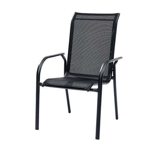 Fauteuil Blacksun Structure Aluminium Noire, Assise Textilène Noire